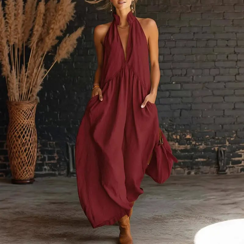 2026 Minimalist Halter Neck Maxi Dress
