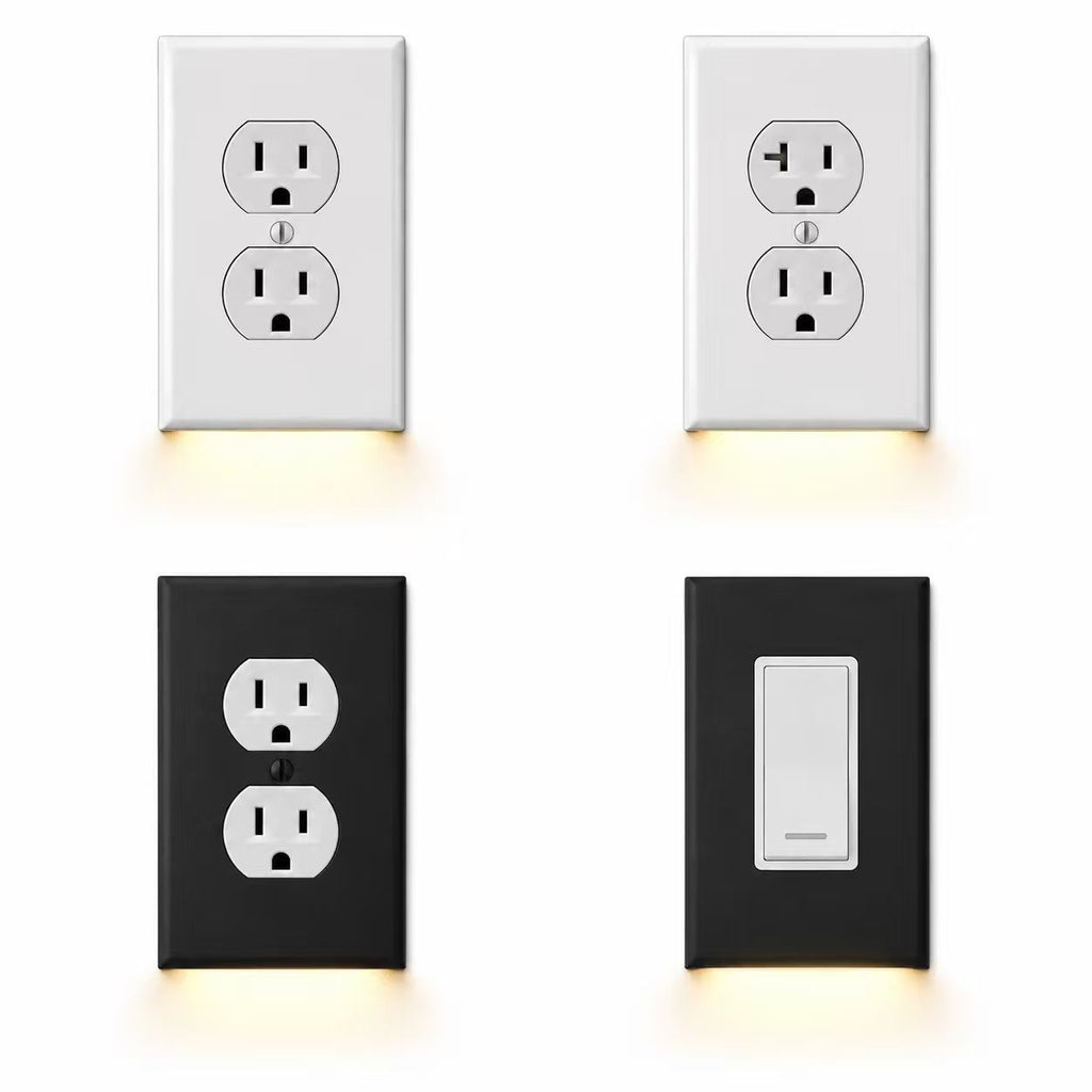 Outlet Wall Plate with LED Night Lights – No Batteries or Wires [UL FCC CSA Certified]