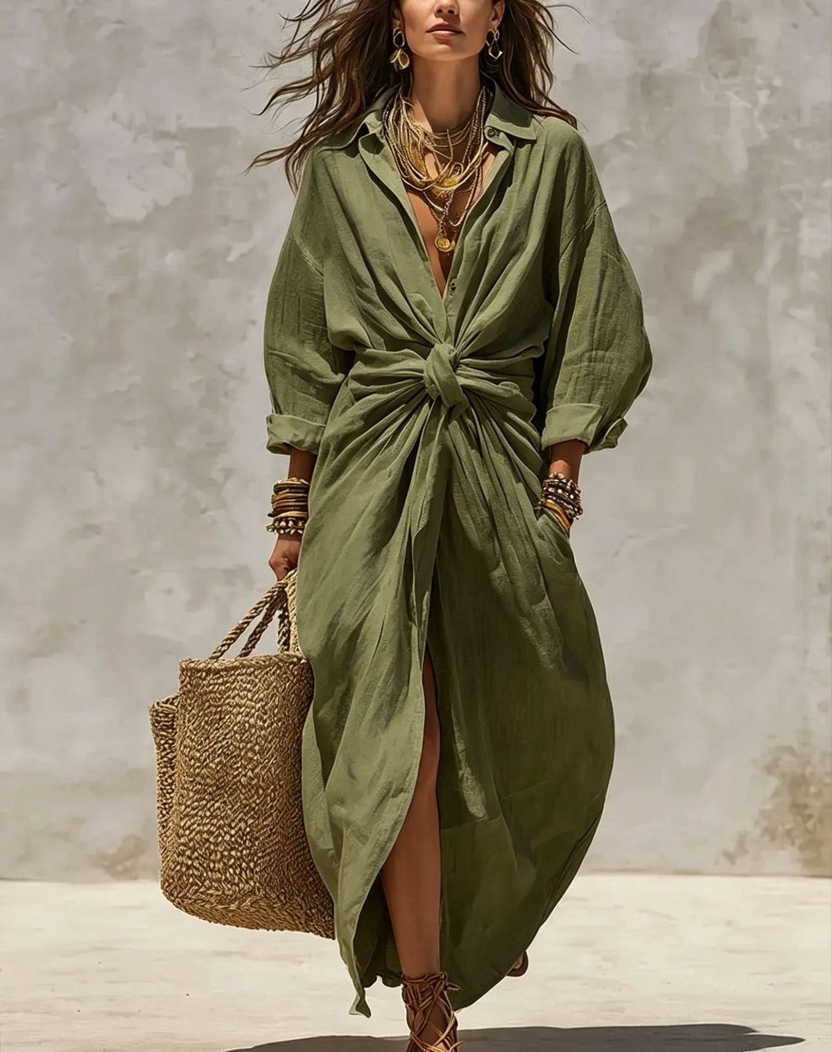 Women's Designer Cotton and Linen shirt dress