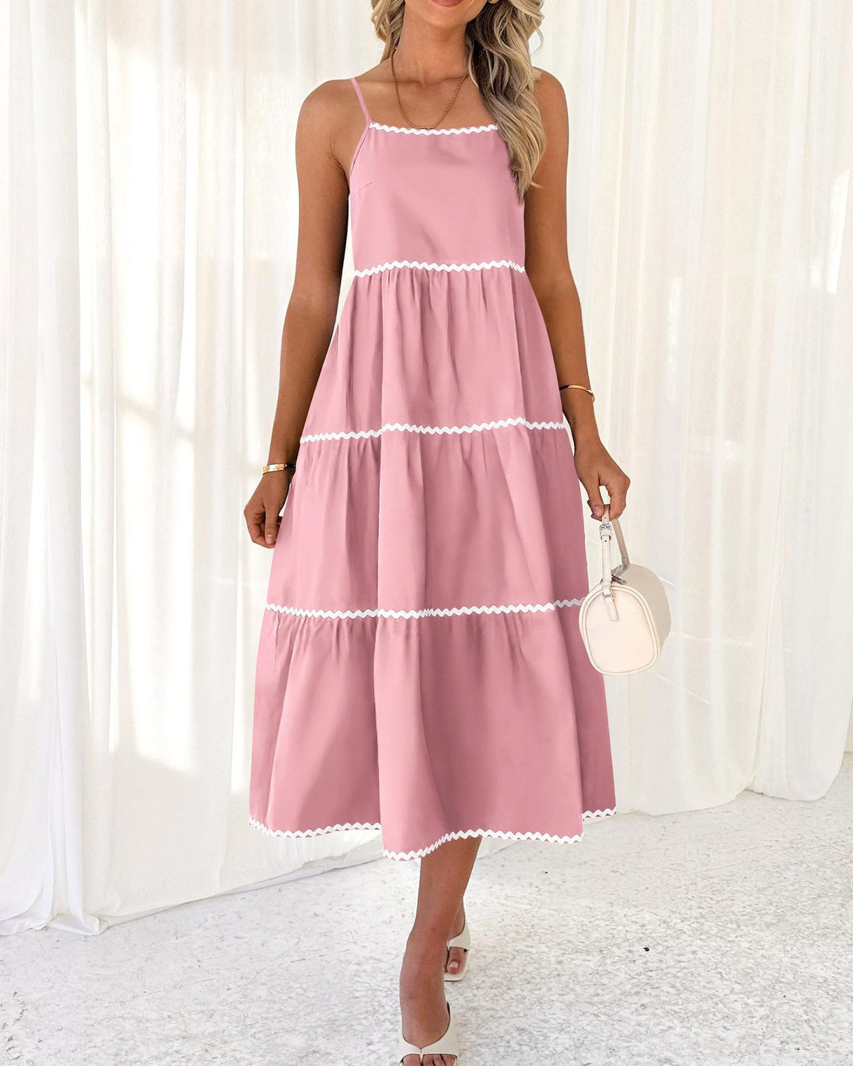 Women's Summer Spaghetti-Strap Tiered Maxi Dress