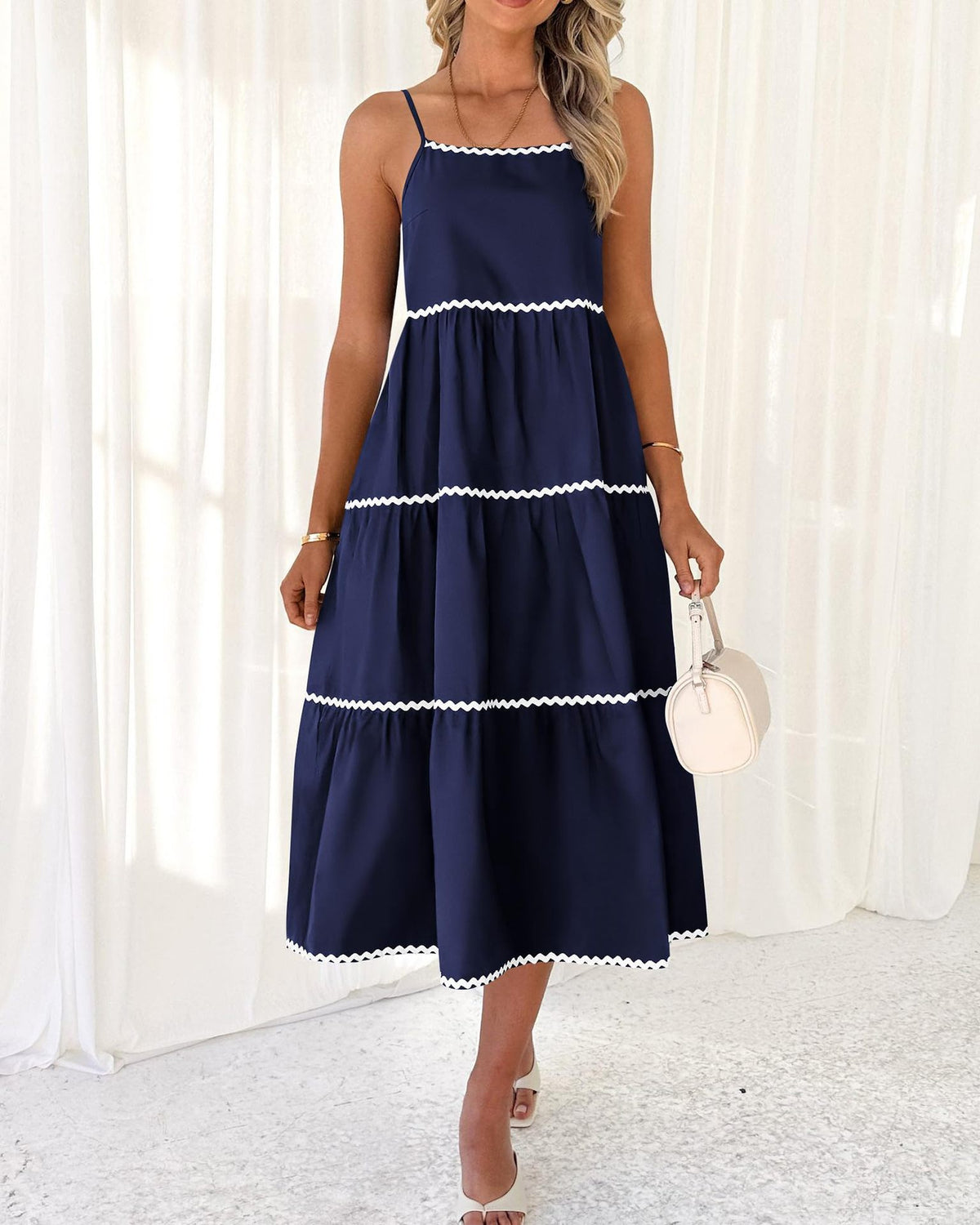 Women's Summer Spaghetti-Strap Tiered Maxi Dress